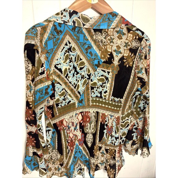 Essentials by Milano Blouse Multicolor Women's 1x Ruffled Long Sleeve Shirt - Picture 7 of 13